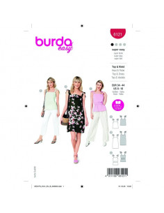 Patron Burda 6121 - Tops faciles à coudre et robe courte à bretelles du 34 au 44