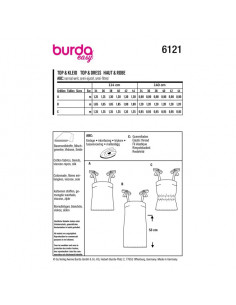 Patron Burda 6121 - Tops faciles à coudre et robe courte à bretelles du 34 au 44 2