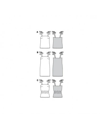 Patron Burda 6121 - Tops faciles à coudre et robe courte à bretelles du 34 au 44