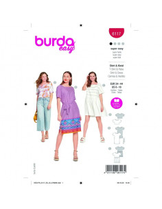 Patron Burda 6117 - Crop Top et Robe fluide avec ceinture à nouer du 34 au 44