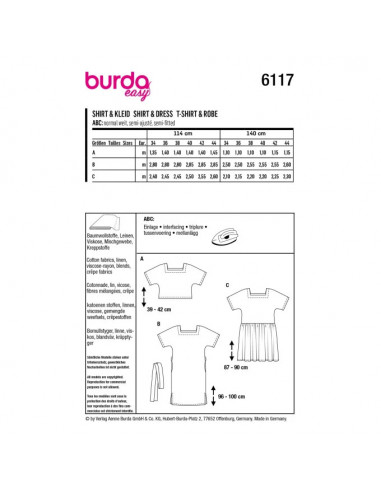 Patron Burda 6117 - Crop Top et Robe fluide avec ceinture à nouer du 34 au 44