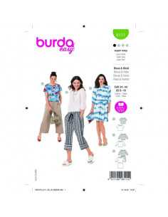 Patron Burda 6111 - Blouses lâches, encolure Carmen du 34au 44