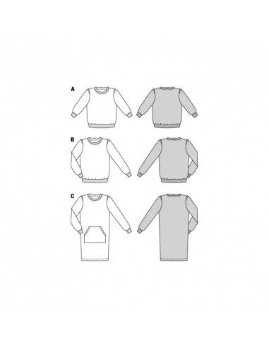 Patron Burda 6109 - SweaTee-Shirts ou Robe en maille ou jersey du 34 au 44