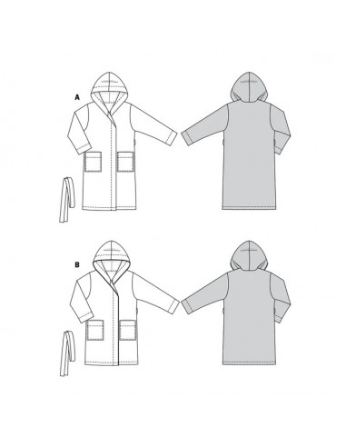 Patron Burda 6094 - Peignoir avec capuche et poches plaquées du 44 au 54