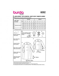 Patron Burda 6092 - Manteau, veste – double boutonnage avec grand col du 34 au 44 2