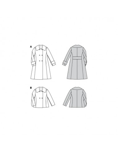 Patron Burda 6092 - Manteau, veste – double boutonnage avec grand col du 34 au 44