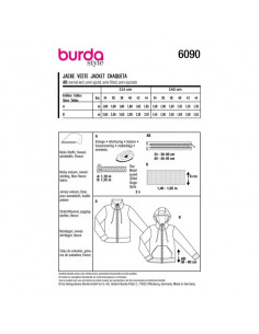 Patron Burda 6090- Veste sweat-shirt avec fermeture à glissière du 34 au 44 2