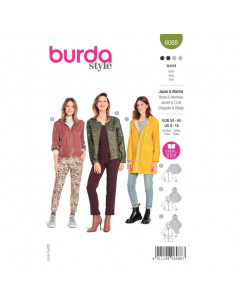 Patron Burda 6088- Vestes, manteau – sportifs avec fermeture à glissière du 34 au 44