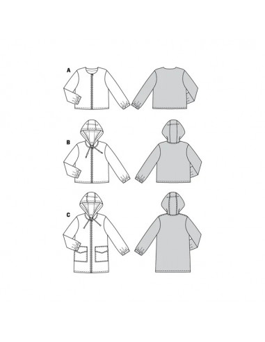 Patron Burda 6088- Vestes, manteau – sportifs avec fermeture à glissière du 34 au 44