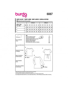 Patron Burda 6087 - Tee-Shirt, robe – près du corps avec encolure bateau du 34 au 44 2