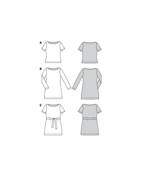 Patron Burda 6087 - Tee-Shirt, robe – près du corps avec encolure bateau du 34 au 44