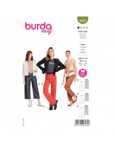 Patron Burda 6085 - Pantalon à ceinture élastique et jambes droites du 34 au 44