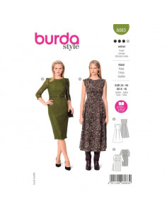 Patron Burda 6083 - Robe festive à jupe ample / robe fourreau en dentelle du 34 au 44