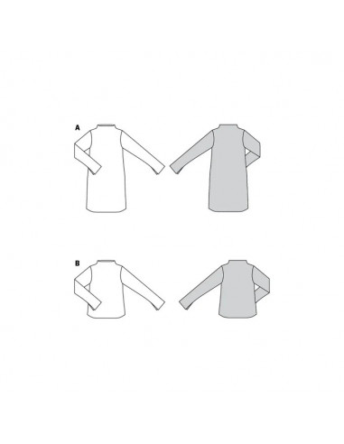 Patron Burda 6080 - Robe, Tee-Shirt avec col intégré au devant et au dos du 34 au 44