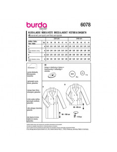 Patron Burda 6078 - Robe blazer et veste – croisée avec revers du 34 au 44 2