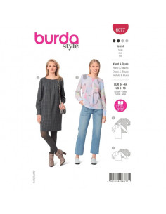 Patron Burda 6077 - Robe et blouse dans une coupe droite avec poignets du 34 au 44