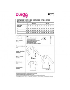 Patron Burda 6075- T-shirt, robe – forme droite avec encolure en V du 34 au 44 2