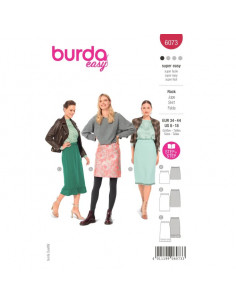 Patron Burda 6073 - Jupe en trois longueurs avec ceinture élastiquée, forme ajustée du 34 au 44