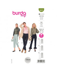 Patron Burda 6072 - Pantalons de forme étroite avec fermeture à glissière latérale du 34 au 44