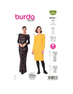 Patron Burda 6068- Robe, robe de soirée – silhouette ajustée – avec décolleté dos du 34 au 44