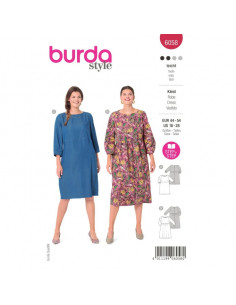 Patron Burda 6058 - Robe – tombé fluide – manches 3/4 du 44 au 54