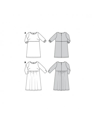 Patron Burda 6058 - Robe – tombé fluide – manches 3/4 du 44 au 54