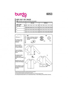 Patron Burda 6053 - Cardigan Femme à encolure ronde du 34 au 48 2