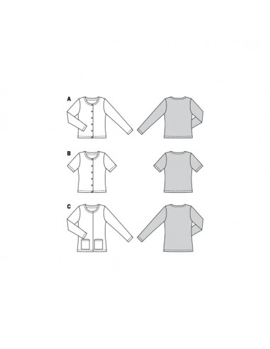 Patron Burda 6053 - Cardigan Femme à encolure ronde du 34 au 48