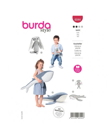 Patron Burda 6044 - Peluches - lapin et baleine