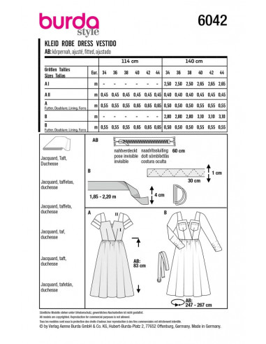 Patron Burda 6042 - Robes au look rétro du 34 au 44