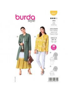 Patron Burda 6041 - Manteau et Veste avec bavolet et petit col montant du 34 au 44