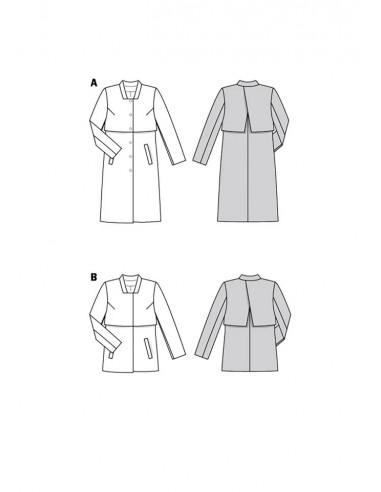Patron Burda 6041 - Manteau et Veste avec bavolet et petit col montant du 34 au 44