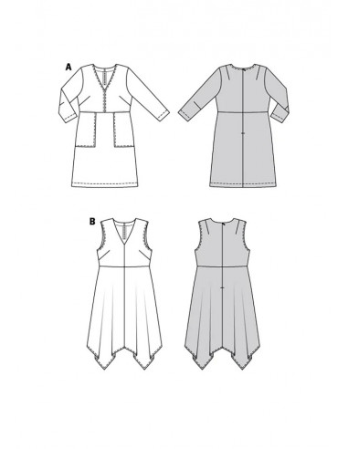 Patron Burda 6036 - Robe avec variations du 44 au 54