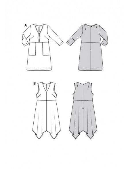 Patron Burda 6036 - Robe avec variations du 44 au 54