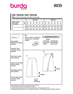 Patron Burda 6035 - Pantalon et Jupe- culotte avec pan de surjupe du 44 au 54 2