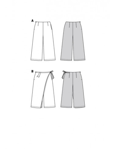 Patron Burda 6035 - Pantalon et Jupe- culotte avec pan de surjupe du 44 au 54