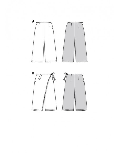 Patron Burda 6035 - Pantalon et Jupe- culotte avec pan de surjupe du 44 au 54