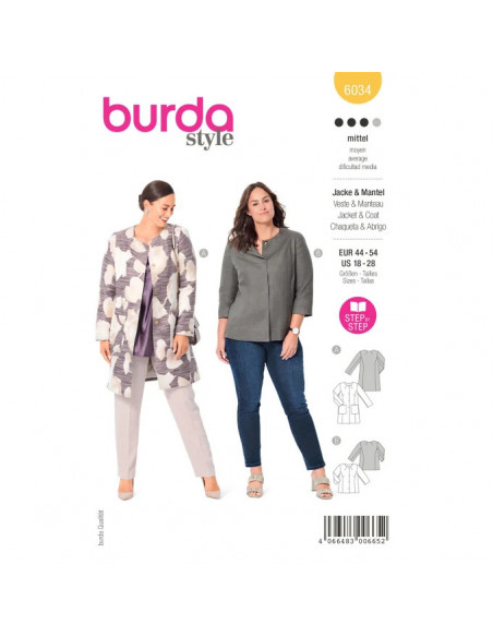Patron Burda 6034 - Manteau et Veste tailleur du 44 au 54