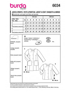 Patron Burda 6034 - Manteau et Veste tailleur du 44 au 54 2