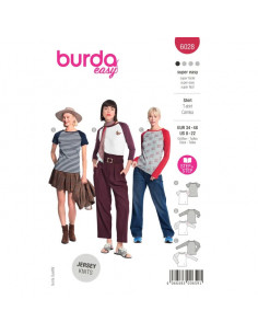 Patron Burda 6028 - Tee- shirts près du corps, manches raglan et encolure arrondie du 34 au 44