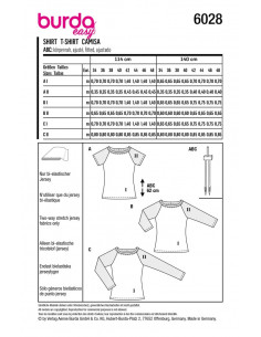 Patron Burda 6028 - Tee- shirts près du corps, manches raglan et encolure arrondie du 34 au 44 2