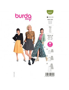 Patron Burda 6027 - Jupes à pans évasés, variations de longueurs du 34 au 44