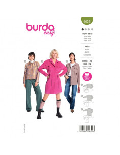 Patron Burda 6024 - Vestes sportives style chemises canadiennes du 34 au 44
