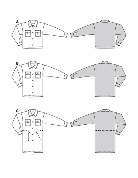 Patron Burda 6024 - Vestes sportives style chemises canadiennes du 34 au 44