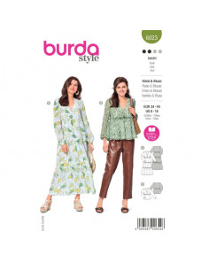 Patron Burda 6023 - Robes et Blouses encolure V avec boutons du 34 au 44