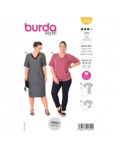Patron Burda 6018 - Robe et Tee-shirt à manches raglan du 44 au 54