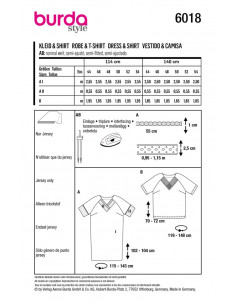 Patron Burda 6018 - Robe et Tee-shirt à manches raglan du 44 au 54 2