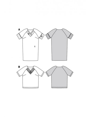 Patron Burda 6018 - Robe et Tee-shirt à manches raglan du 44 au 54