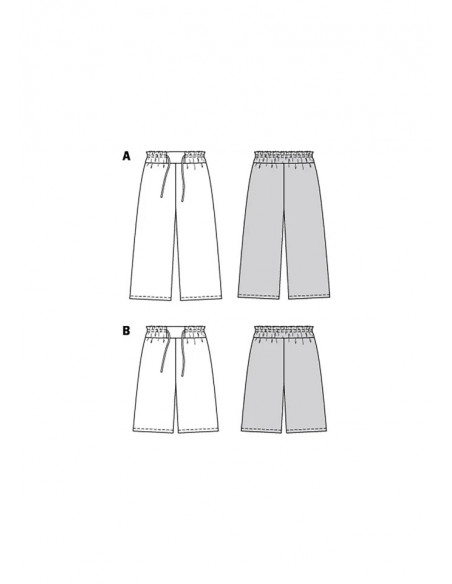 Patron Burda 6017 - Pantalon ample fluide avec large ceinture à nouer du 44 au 54