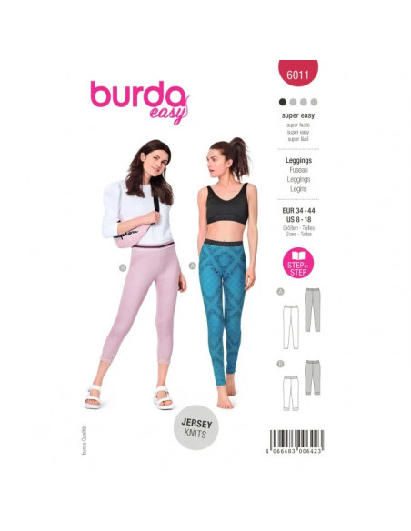 Patron Burda 6011 - Legging sport avec variations de longueurs du 34 au 44